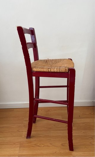 Silla taburete alto de madera granate