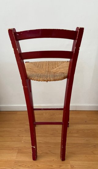 Silla taburete alto de madera granate