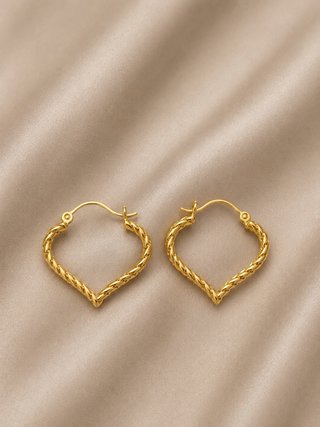 Pendientes Corazón Oro Trenzado