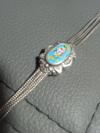 Leontina antigua de  plata con llave y medalla