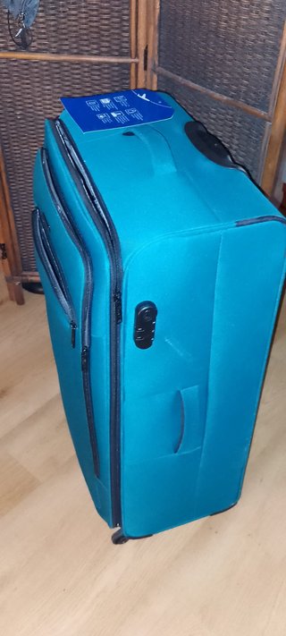 Maleta grande teal nueva y ligera