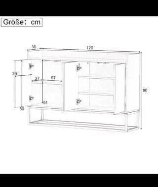 Mueble negro con 4 puertas
