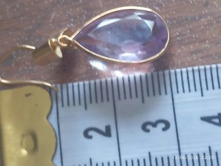 Orecchini oro 18 kt , grande ametista sfaccettata