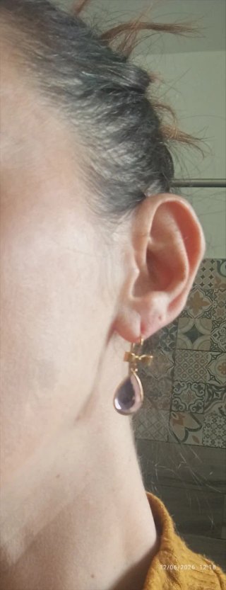 Orecchini oro 18 kt , grande ametista sfaccettata