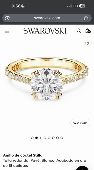 Anillo Swarovski STILLA RND M Blanco/Oro Talla 58