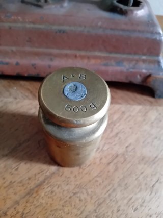 Balanza farmacia antigua con pesas completas