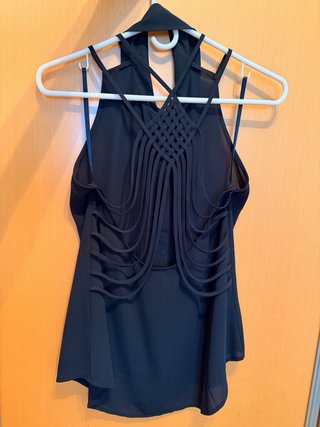 Blusa Transparente Espalda Descubierta Negra
