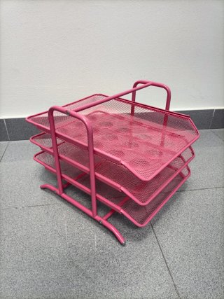 Organizador de escritorio rosa 3 niveles