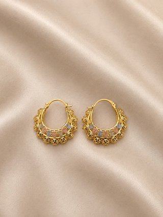 Pendientes Aro Oro Diseño Filigrana Multicolor