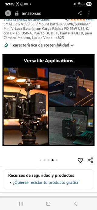 Batería SmallRig VB99 SE V-Mount 99Wh