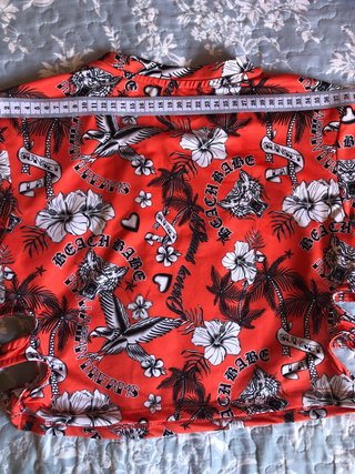 Top Bershka naranja estampado tropical