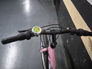 Bicicleta Romester plateada y rosa