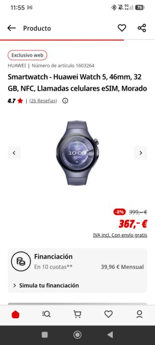 Reloj Huawei Watch 5 Azul Morado