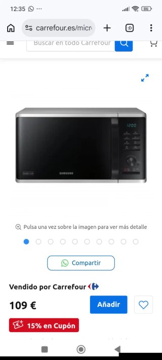 Microondas Samsung Nuevo MG23K3515A