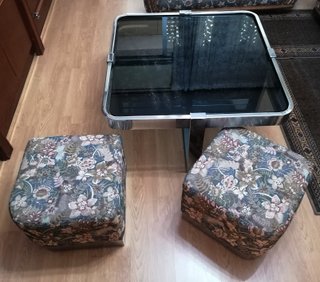 Mesa retro + 4 puffs vintage