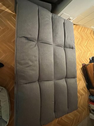 Sofá cama 2 piezas tela gris.