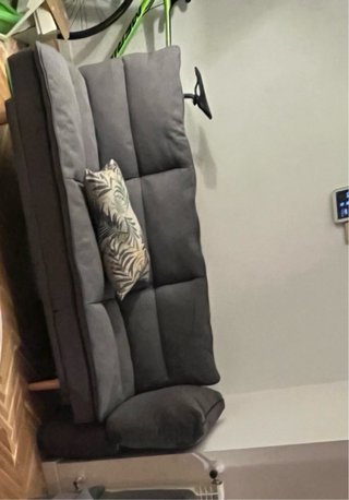 Sofá cama 2 piezas tela gris.