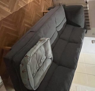 Sofá cama 2 piezas tela gris.