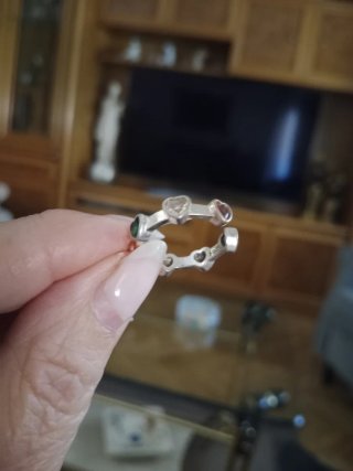 Anillo Plata Corazones Multicolor Ajustable