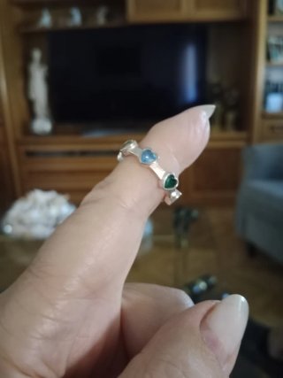 Anillo Plata Corazones Multicolor Ajustable