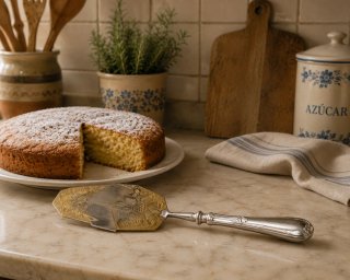 Pala para pasteles de metal dorado y plateado