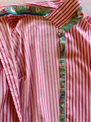 Camisa Lady Lace rayas rosa y blanca Talla L
