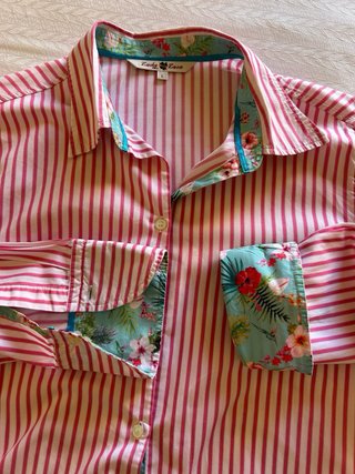 Camisa Lady Lace rayas rosa y blanca Talla L