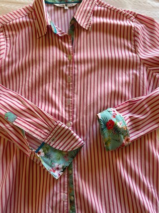 Camisa Lady Lace rayas rosa y blanca Talla L