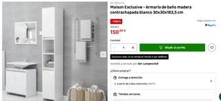 Armario Columna Baño Blanco 30x30x183.5cm