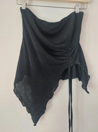 Top Shein Negro Fruncido Asimétrico