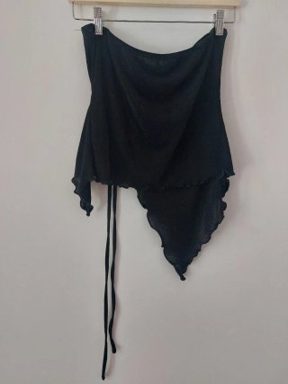 Top Shein Negro Fruncido Asimétrico