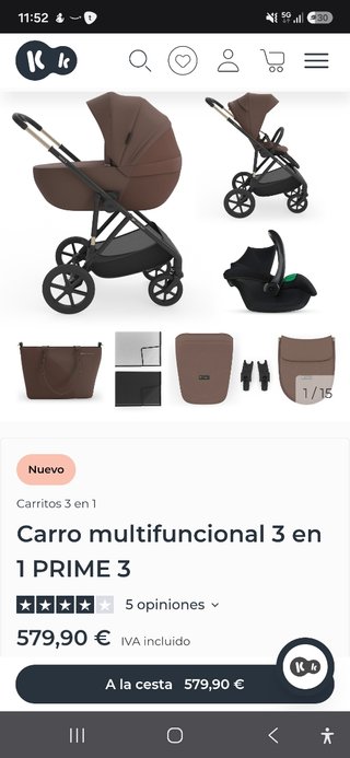Carro de paseo bebé 3x1 Kinderkraft evo