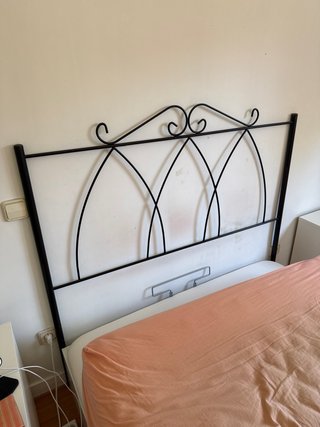 Cabecero de cama metálico negro 1,35