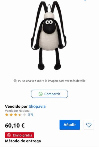 Mochila la Oveja Shaun Peluche