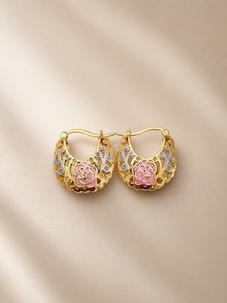 Pendientes Aro Oro y Rosa