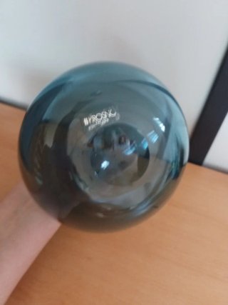 Jarrón de vidrio azul estilo Krosno