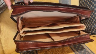 Borsa Valigia 24 ore porta PC vera pelle marrone