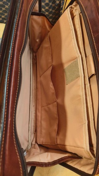 Borsa Valigia 24 ore porta PC vera pelle marrone