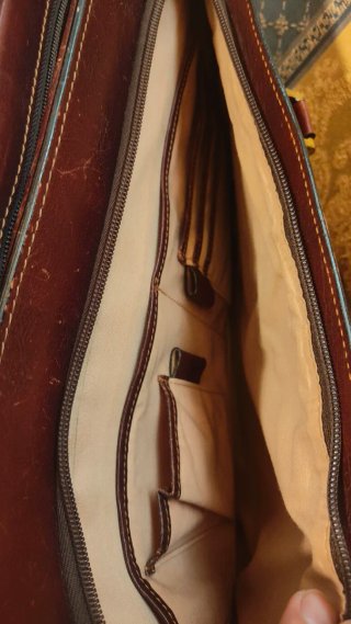 Borsa Valigia 24 ore porta PC vera pelle marrone