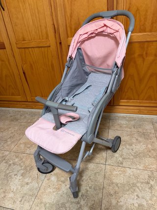 Silla de paseo ligera gris y rosa