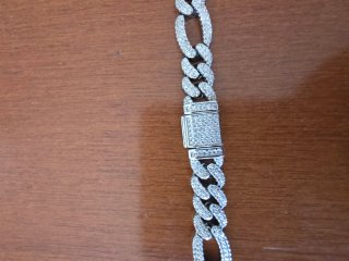 Conjunto Cadena y Pulsera Figaro en color Plata