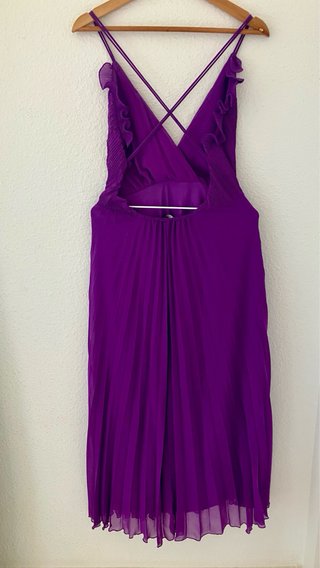 Vestido midi ZARA plisado morado