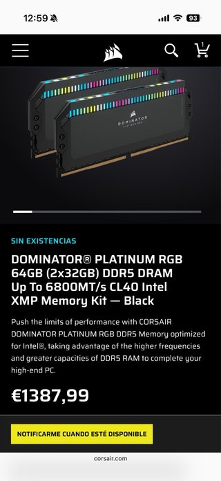 Corsair Dominator Platinum RGB DDR5 64GB 6800MHz