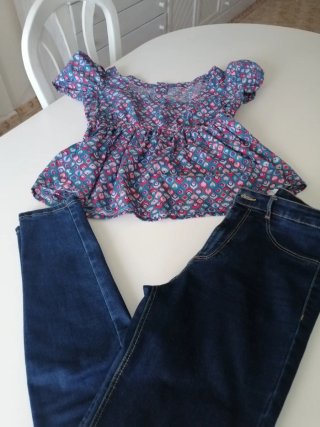 Conjunto Zara: Blusa y Pantalón Vaquero
