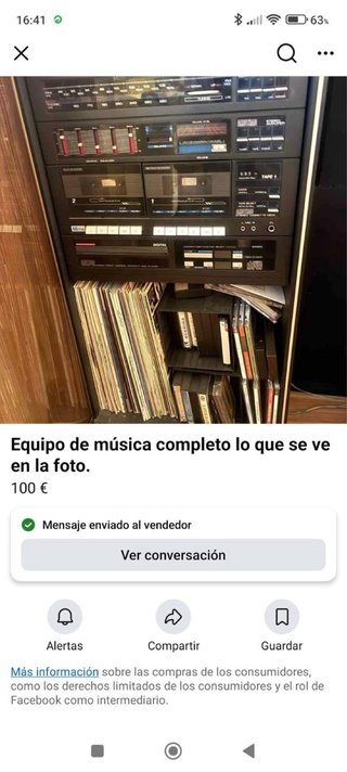 Equipo de música completo sin los discos