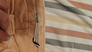 Pantalón corto vaquero beige desgastado