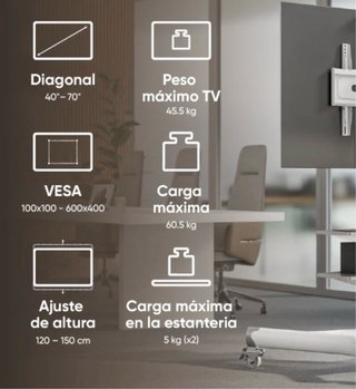Soporte Móvil para TV con monitor y mando incluido