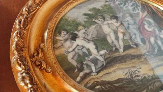 Quadro ovale putti dorato