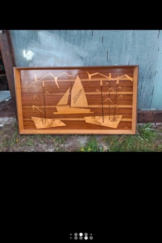 Cuadro Marquetería Nogal y Yew Barco