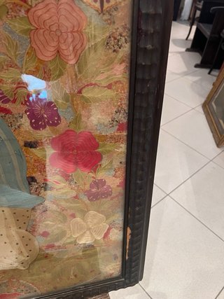 Cuadro bordado mujer flores mariposas